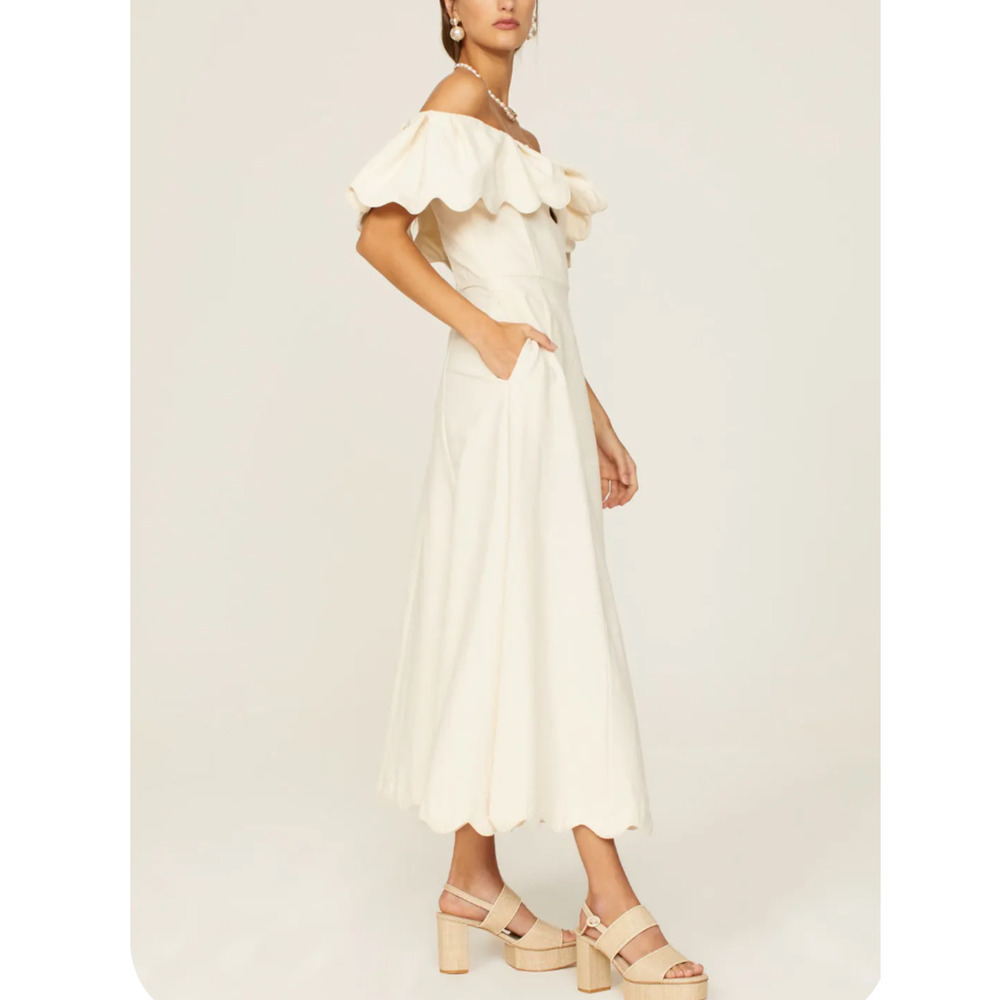 Sea New York White Strapless Midi Dress Size 10 Bridal Cotton Designer $445 - Picture 3 of 13